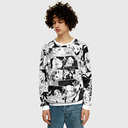 Свитшот мужской Клинок рассекающий демонов паттерн, цвет: 3D-белый — фото 2