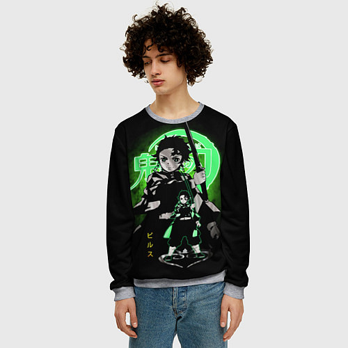 Мужской свитшот КЛИНОК, РАССЕКАЮЩИЙ ДЕМОНОВ ТАНДЖИРО КАМАДО / 3D-Меланж – фото 3