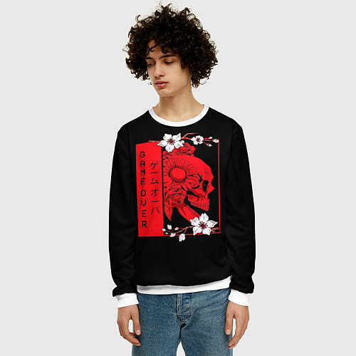 Мужской свитшот Игра Окончена Красный Череп / 3D-Белый – фото 3