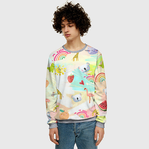 Мужской свитшот Красочные животные / 3D-Меланж – фото 3