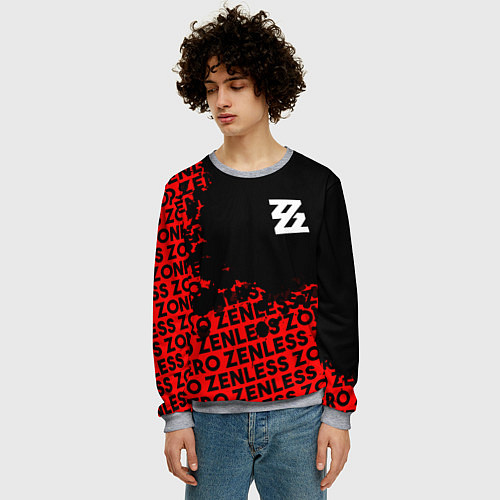 Мужской свитшот Zenless Zone Zero капля арт / 3D-Меланж – фото 3