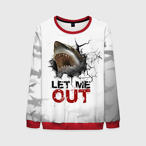 Мужской свитшот Акула Let me out - пасть акулы / 3D-Красный – фото 1