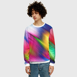 Свитшот мужской Абстрактный разноцветный текстурированный фон, цвет: 3D-белый — фото 2