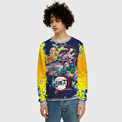 Свитшот мужской КЛИНОК, РАССЕКАЮЩИЙ ДЕМОНОВ ГЛАВНЫЕ ГЕРОИ, цвет: 3D-меланж — фото 2