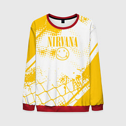 Свитшот мужской Nirvana - нирвана смайл, цвет: 3D-красный