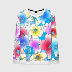 Свитшот мужской Летний цветочный паттерн Fashion trend 2025, цвет: 3D-белый