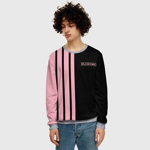 Мужской свитшот BLACKPINK HALF BLACK-PINK MINI LOGO / 3D-Меланж – фото 3