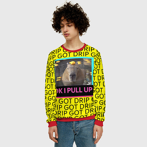 Мужской свитшот I GOT A DRIP / 3D-Красный – фото 3