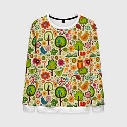 Свитшот мужской COLORED FOREST ANIMALS, цвет: 3D-белый