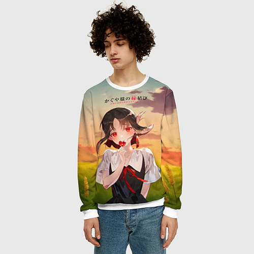 Мужской свитшот Госпожа Кагуя Love is war Милая Синомия / 3D-Белый – фото 3
