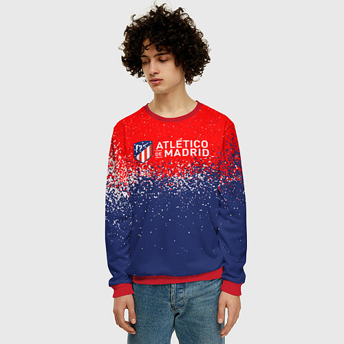 Мужской свитшот Atletico madrid атлетико мадрид брызги красок / 3D-Красный – фото 3