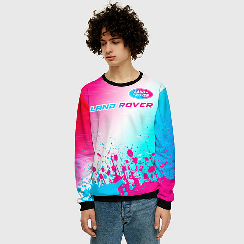 Мужской свитшот Land Rover Neon Gradient / 3D-Черный – фото 3