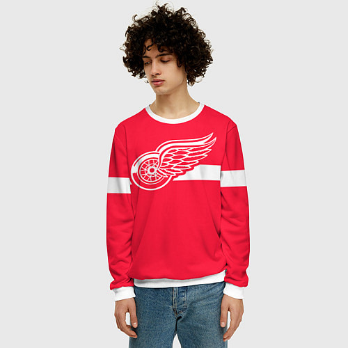 Мужской свитшот Детройт Ред Уингз Форма / 3D-Белый – фото 3