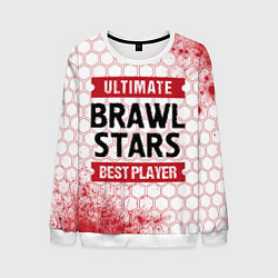 Свитшот мужской Brawl Stars: красные таблички Best Player и Ultima, цвет: 3D-белый