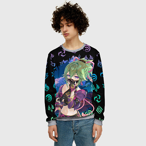 Мужской свитшот Куки Синобу Геншин Импакт / 3D-Меланж – фото 3