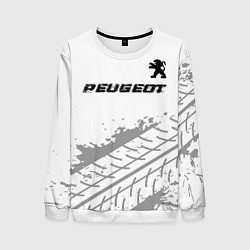 Свитшот мужской Peugeot Speed на светлом фоне со следами шин, цвет: 3D-белый