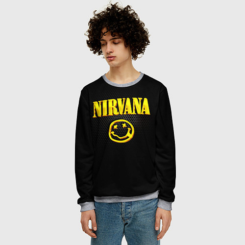 Мужской свитшот NIRVANA соты / 3D-Меланж – фото 3