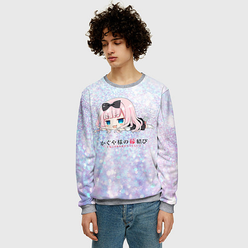 Мужской свитшот В Любви как на войне - Госпожа Кагуя - Синомия / 3D-Меланж – фото 3