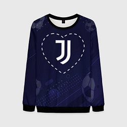 Свитшот мужской Лого Juventus в сердечке на фоне мячей, цвет: 3D-черный