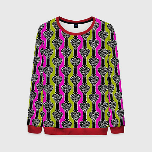 Мужской свитшот Striped multicolored pattern Сердце / 3D-Красный – фото 1