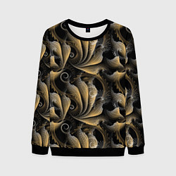 Свитшот мужской Золотистые абстрактные узоры, цвет: 3D-черный