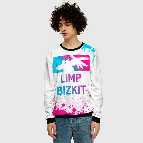 Мужской свитшот Limp Bizkit Neon Gradient / 3D-Черный – фото 3