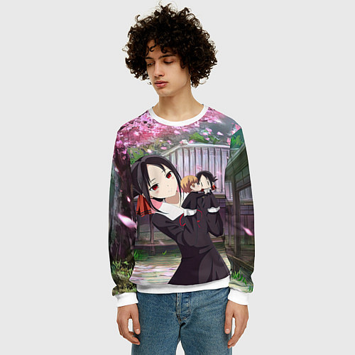 Мужской свитшот Кагуя - Синомия Love is war Госпожа / 3D-Белый – фото 3