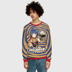 Свитшот мужской Сян Лин -шеф повар Тейвата, цвет: 3D-красный — фото 2