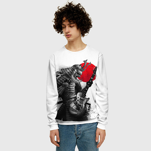 Мужской свитшот Самурай гитарист / 3D-Белый – фото 3