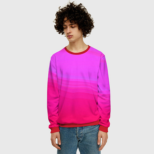 Мужской свитшот Neon pink bright abstract background / 3D-Красный – фото 3
