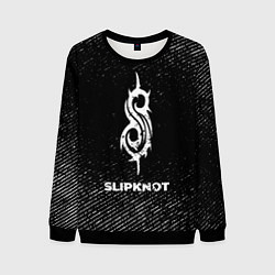 Свитшот мужской Slipknot с потертостями на темном фоне, цвет: 3D-черный