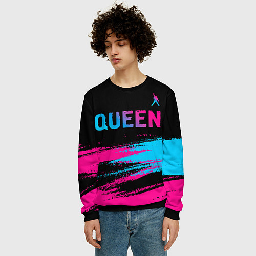 Мужской свитшот Queen Neon Gradient / 3D-Черный – фото 3