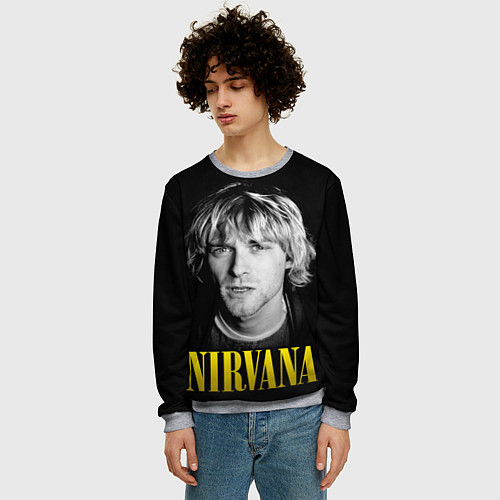 Мужской свитшот Nirvana - Kurt Donald Cobain / 3D-Меланж – фото 3