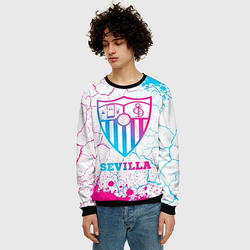 Мужской свитшот Sevilla FC Neon Gradient / 3D-Черный – фото 3