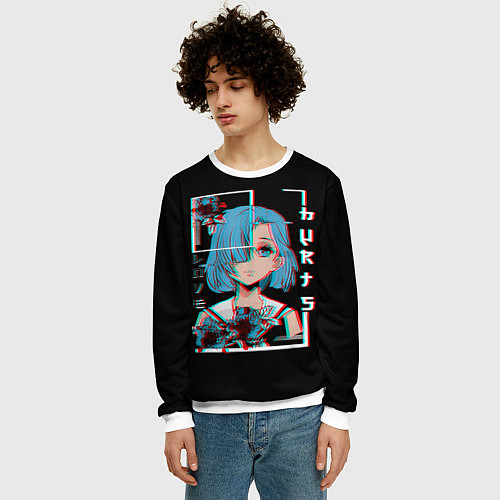 Мужской свитшот Love Anime Girl Flowers / 3D-Белый – фото 3