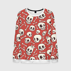 Свитшот мужской Черепа на красном фоне, цвет: 3D-белый