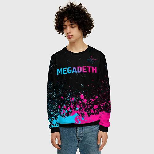 Мужской свитшот Megadeth - neon gradient / 3D-Черный – фото 3
