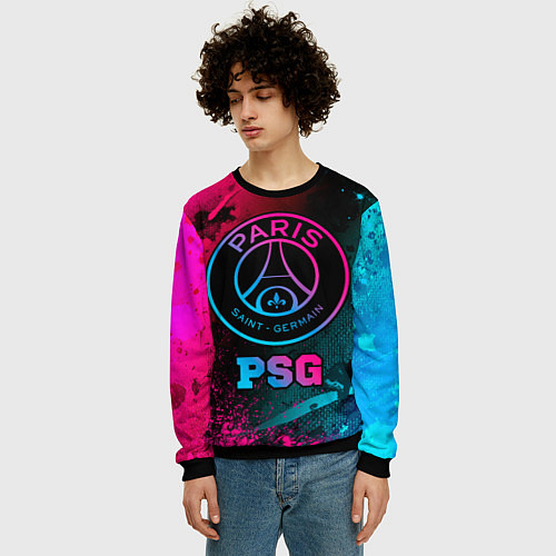 Мужской свитшот PSG - neon gradient / 3D-Черный – фото 3