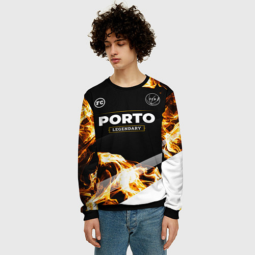 Мужской свитшот Porto legendary sport fire / 3D-Черный – фото 3