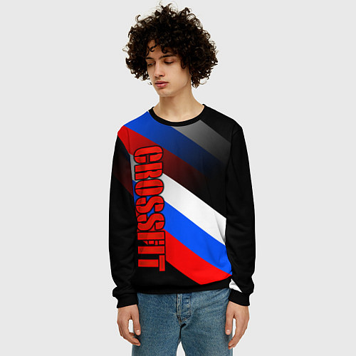 Мужской свитшот КРОССФИТ - РОССИЙСКИЙ / 3D-Черный – фото 3