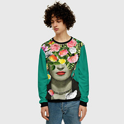 Свитшот мужской Фрида Кало - Арт Портрет, цвет: 3D-черный — фото 2