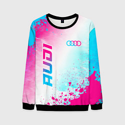 Мужской свитшот Audi neon gradient style: символ и надпись вертика