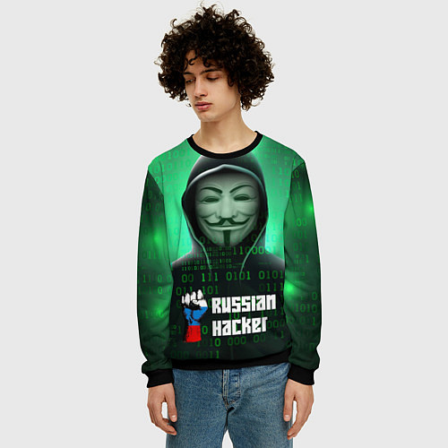 Мужской свитшот Russian hacker green / 3D-Черный – фото 3