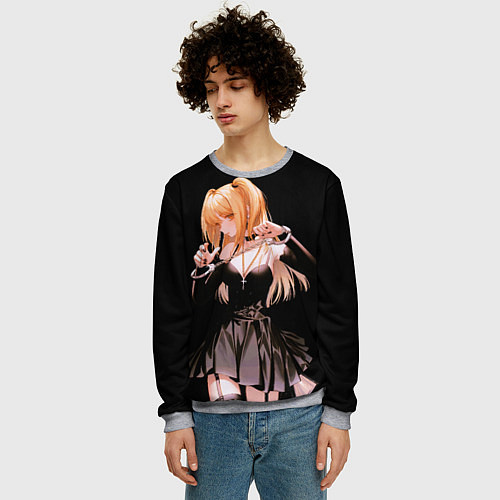 Мужской свитшот Миса Амане - Тетрадь смерти / 3D-Меланж – фото 3