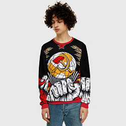 Свитшот мужской Герб СССР на черном фоне, цвет: 3D-красный — фото 2