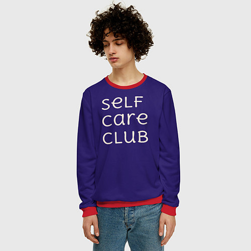 Мужской свитшот Self care club blue / 3D-Красный – фото 3