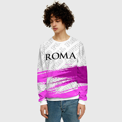 Мужской свитшот Roma pro football: символ сверху / 3D-Белый – фото 3