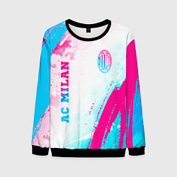 Мужской свитшот AC Milan neon gradient style: символ и надпись вер