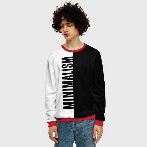 Мужской свитшот MINIMALISM - BLACK AND WHITE / 3D-Красный – фото 3