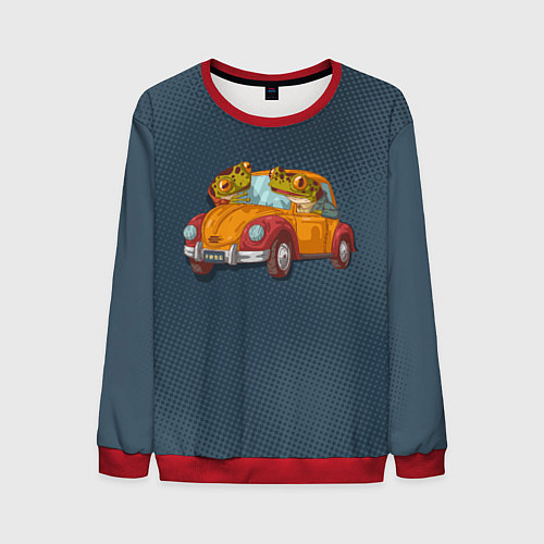 Мужской свитшот Веселые лягухи на авто / 3D-Красный – фото 1